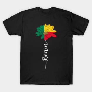 Vintage Benin Sunflower Flag Benin Lover T-Shirt